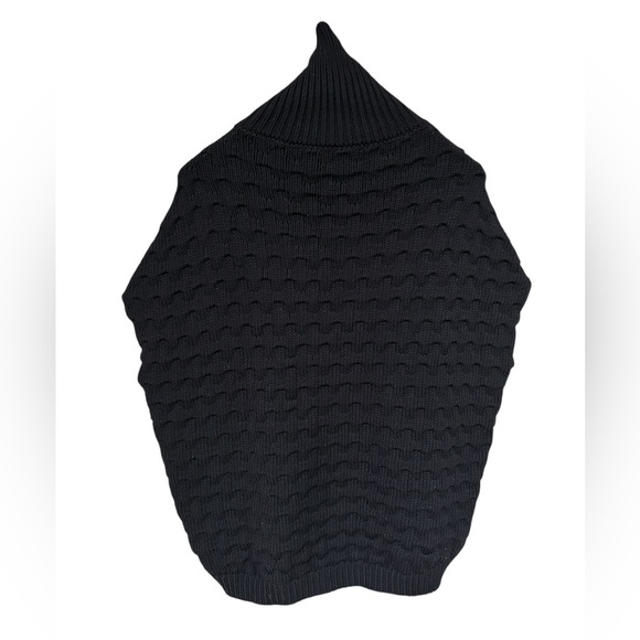 Moncler Virgin Wool Turtleneck Poncho Cape Sweater in Black Size Medium - Picture 6 of 13